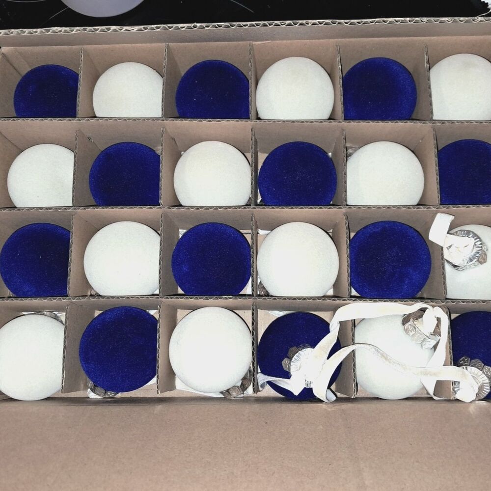 Soulchen 10 Ft 24 Christmas Ball Felt Blue and White Ornaments Garland